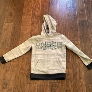 White and Grey ColdGear Under Armour Logo Kids Medium